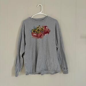 Tractor supply truck & flower bed gray long sleeve shirt  unisex large